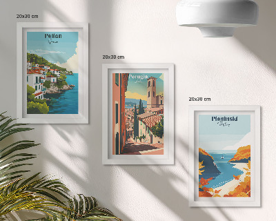 Lot de 3 tableaux Paysages pittoresques dans un style rétro