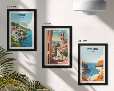 Lot de 3 tableaux Paysages pittoresques dans un style rétro