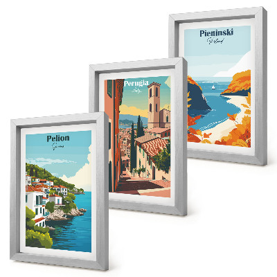 Lot de 3 tableaux Paysages pittoresques dans un style rétro