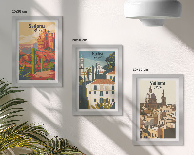 Mur de cadres Paysages urbains rétro de Sedona, Sintra et La Valette