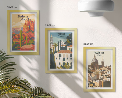 Mur de cadres Paysages urbains rétro de Sedona, Sintra et La Valette