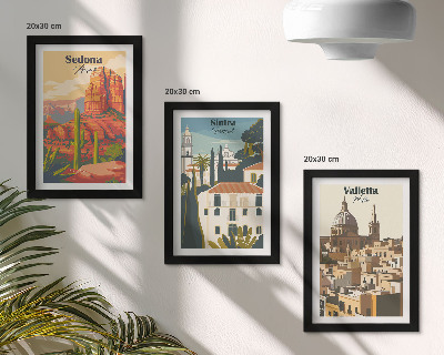 Mur de cadres Paysages urbains rétro de Sedona, Sintra et La Valette