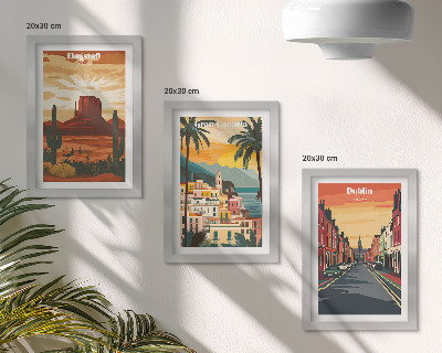 Lot de 3 tableaux Paysages urbains et naturels aux couleurs chaudes