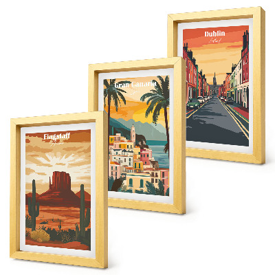 Lot de 3 tableaux Paysages urbains et naturels aux couleurs chaudes