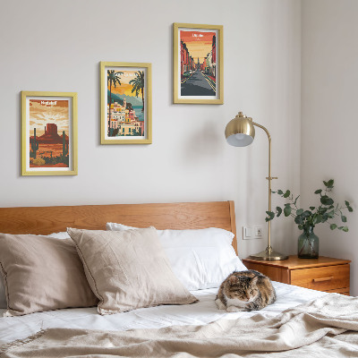 Lot de 3 tableaux Paysages urbains et naturels aux couleurs chaudes