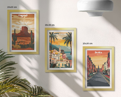 Lot de 3 tableaux Paysages urbains et naturels aux couleurs chaudes