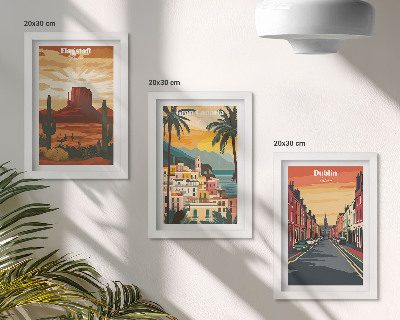 Lot de 3 tableaux Paysages urbains et naturels aux couleurs chaudes