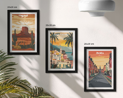 Lot de 3 tableaux Paysages urbains et naturels aux couleurs chaudes