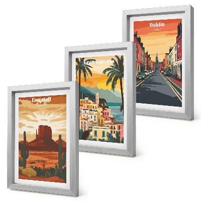 Lot de 3 tableaux Paysages urbains et naturels aux couleurs chaudes