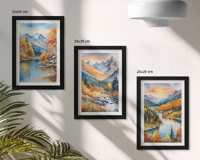 Mur de cadres Paysage de montagne avec une rivière et des arbres d'automne
