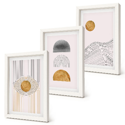 Mur de cadres Formes et lignes abstraites dans des tons de beige et de gris