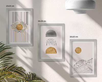 Mur de cadres Formes et lignes abstraites dans des tons de beige et de gris