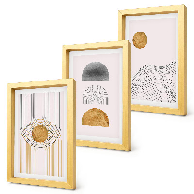 Mur de cadres Formes et lignes abstraites dans des tons de beige et de gris