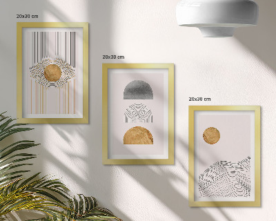 Mur de cadres Formes et lignes abstraites dans des tons de beige et de gris
