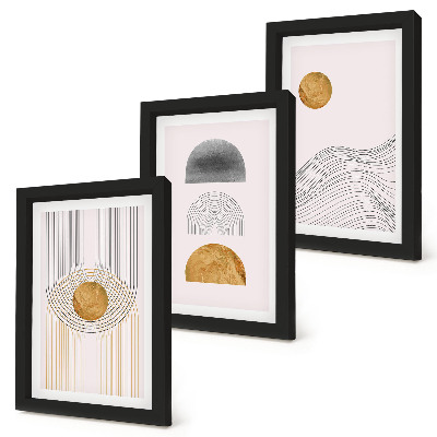 Mur de cadres Formes et lignes abstraites dans des tons de beige et de gris