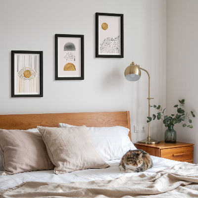 Mur de cadres Formes et lignes abstraites dans des tons de beige et de gris