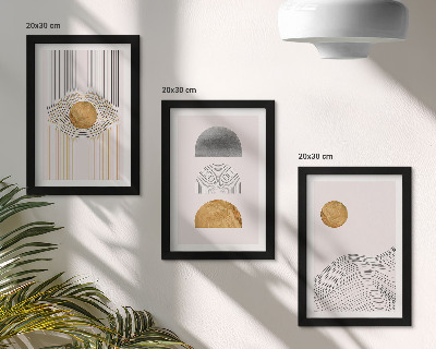 Mur de cadres Formes et lignes abstraites dans des tons de beige et de gris