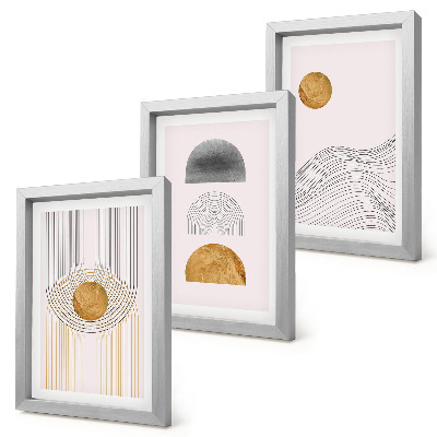Mur de cadres Formes et lignes abstraites dans des tons de beige et de gris