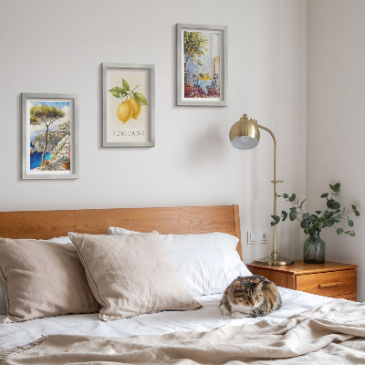 Lot de 3 tableaux Vues de Positano avec des citronniers au soleil