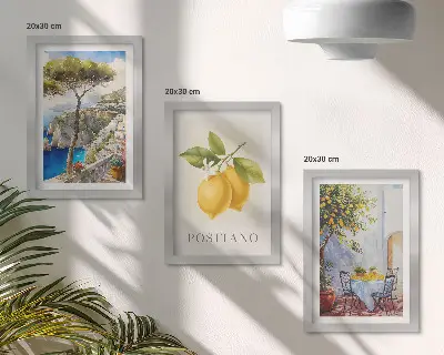 Tableaux Vues de Positano avec des citronniers au soleil lot de 3