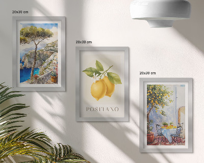 Lot de 3 tableaux Vues de Positano avec des citronniers au soleil