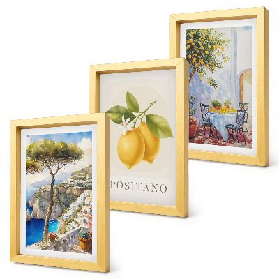 Lot de 3 tableaux Vues de Positano avec des citronniers au soleil