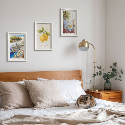 Lot de 3 tableaux Vues de Positano avec des citronniers au soleil