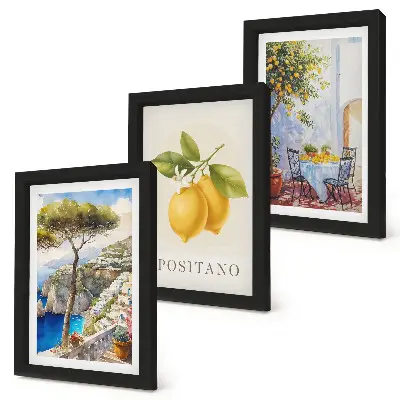 Tableaux Vues de Positano avec des citronniers au soleil lot de 3