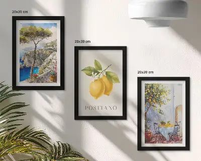 Tableaux Vues de Positano avec des citronniers au soleil lot de 3