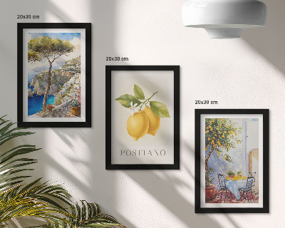 Lot de 3 tableaux Vues de Positano avec des citronniers au soleil
