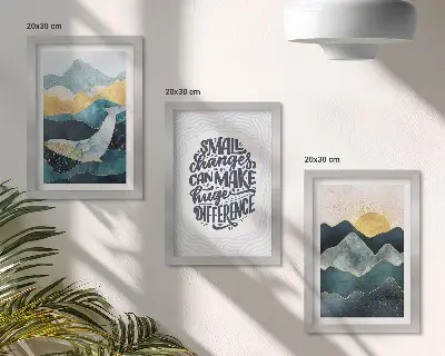 Lot de 3 tableaux d'inscriptions inspirantes avec paysages de montagne abstraits