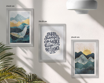 Lot de 3 tableaux Inscription inspirante représentant des paysages de montagne abstraits