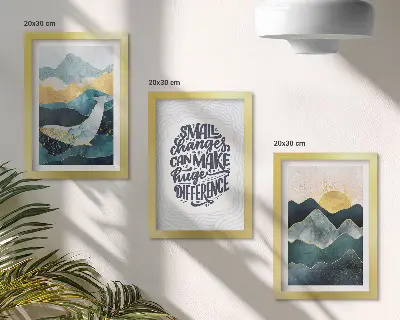 Lot de 3 tableaux d'inscriptions inspirantes avec paysages de montagne abstraits