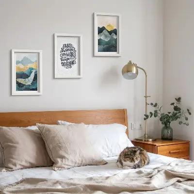 Lot de 3 tableaux d'inscriptions inspirantes avec paysages de montagne abstraits