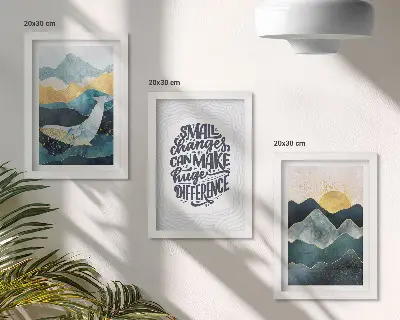Lot de 3 tableaux d'inscriptions inspirantes avec paysages de montagne abstraits