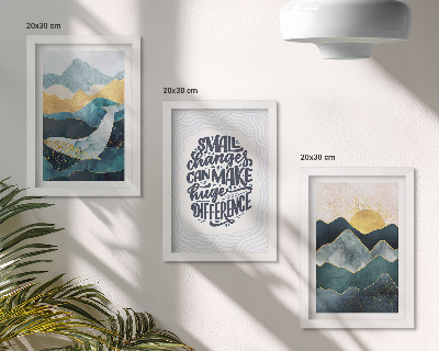 Lot de 3 tableaux Inscription inspirante représentant des paysages de montagne abstraits