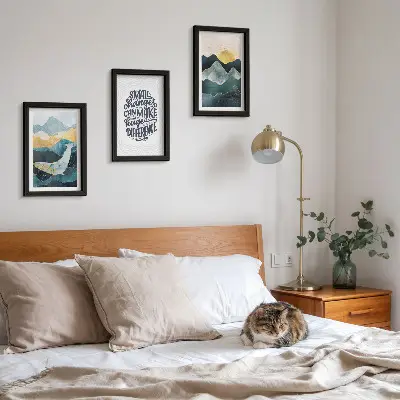 Lot de 3 tableaux d'inscriptions inspirantes avec paysages de montagne abstraits
