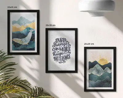 Lot de 3 tableaux d'inscriptions inspirantes avec paysages de montagne abstraits