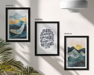 Lot de 3 tableaux Inscription inspirante représentant des paysages de montagne abstraits