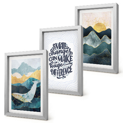 Lot de 3 tableaux Inscription inspirante représentant des paysages de montagne abstraits