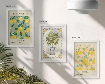 Mur de cadres affiches de fruits et agrumes italiens