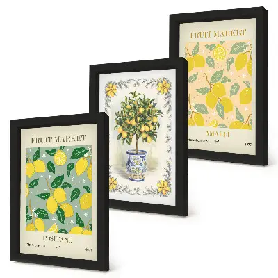 Mur de cadres affiches de fruits et agrumes italiens