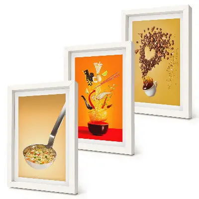 Mur de cadres sur le thème de la cuisine et de l'alimentation