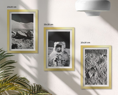 Ensemble de 3 tableaux Photos de la Lune avec un astronaute et une empreinte de pas