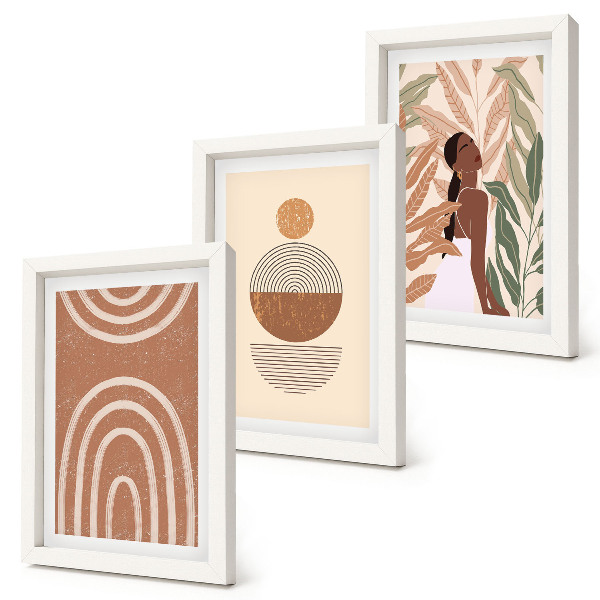 Lot de 3 tableaux Des motifs élégants ornés de motifs végétaux et de formes géométriques