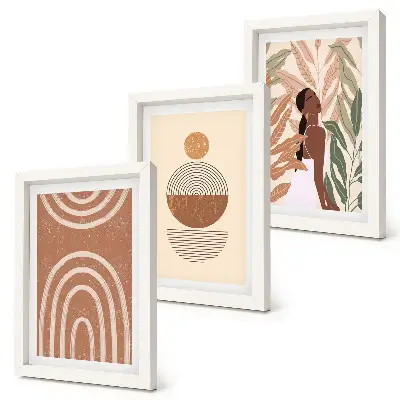 Lot de 3 tableaux avec des motifs élégants végétaux et géométriques
