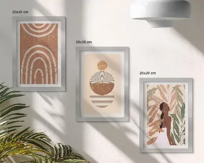Lot de 3 tableaux avec des motifs élégants végétaux et géométriques