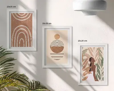 Lot de 3 tableaux avec des motifs élégants végétaux et géométriques
