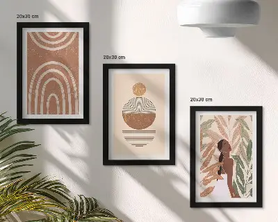 Lot de 3 tableaux avec des motifs élégants végétaux et géométriques