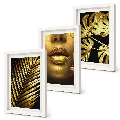 Mur de cadres Feuilles de palmier visage de femme feuilles de monstera